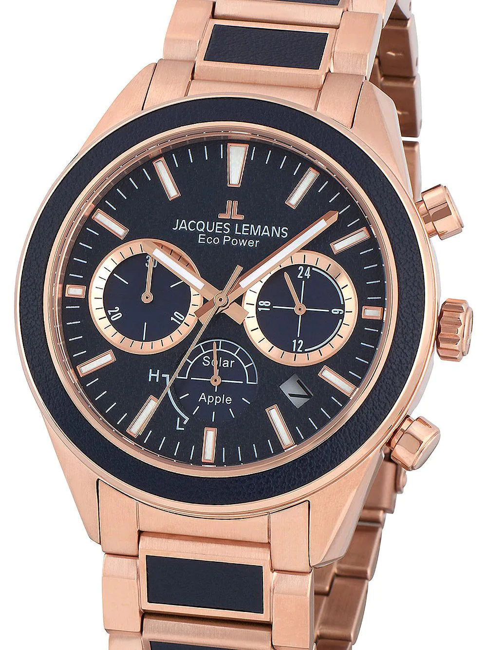 Jacques Lemans 1-2115H Eco Power Apple Mens Watch Chronograph 44mm 10ATM