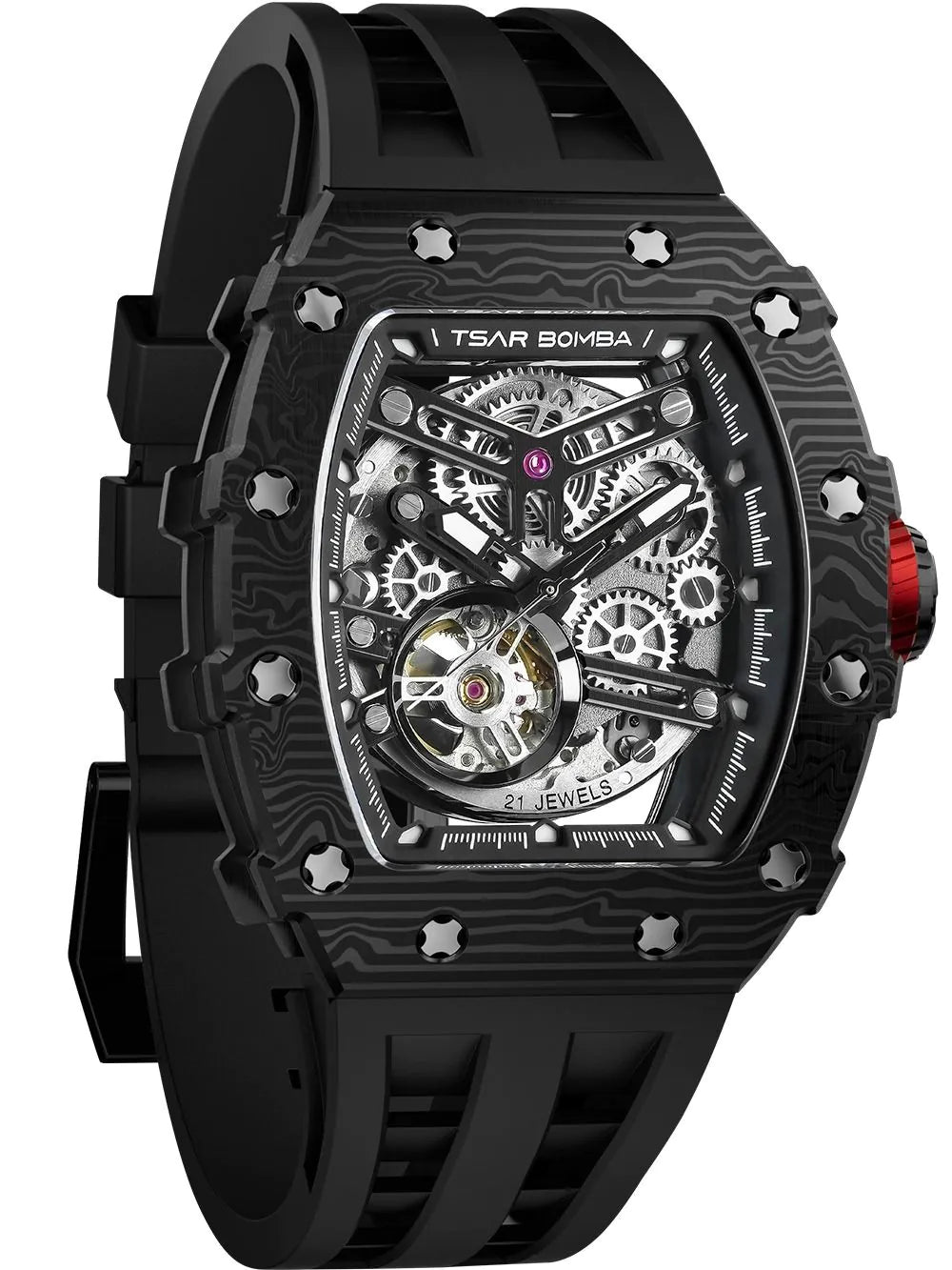 Tsar Bomba TB8208CF-08 Mens Watch Elemental Carbon Fiber Automatic 44mm 5ATM