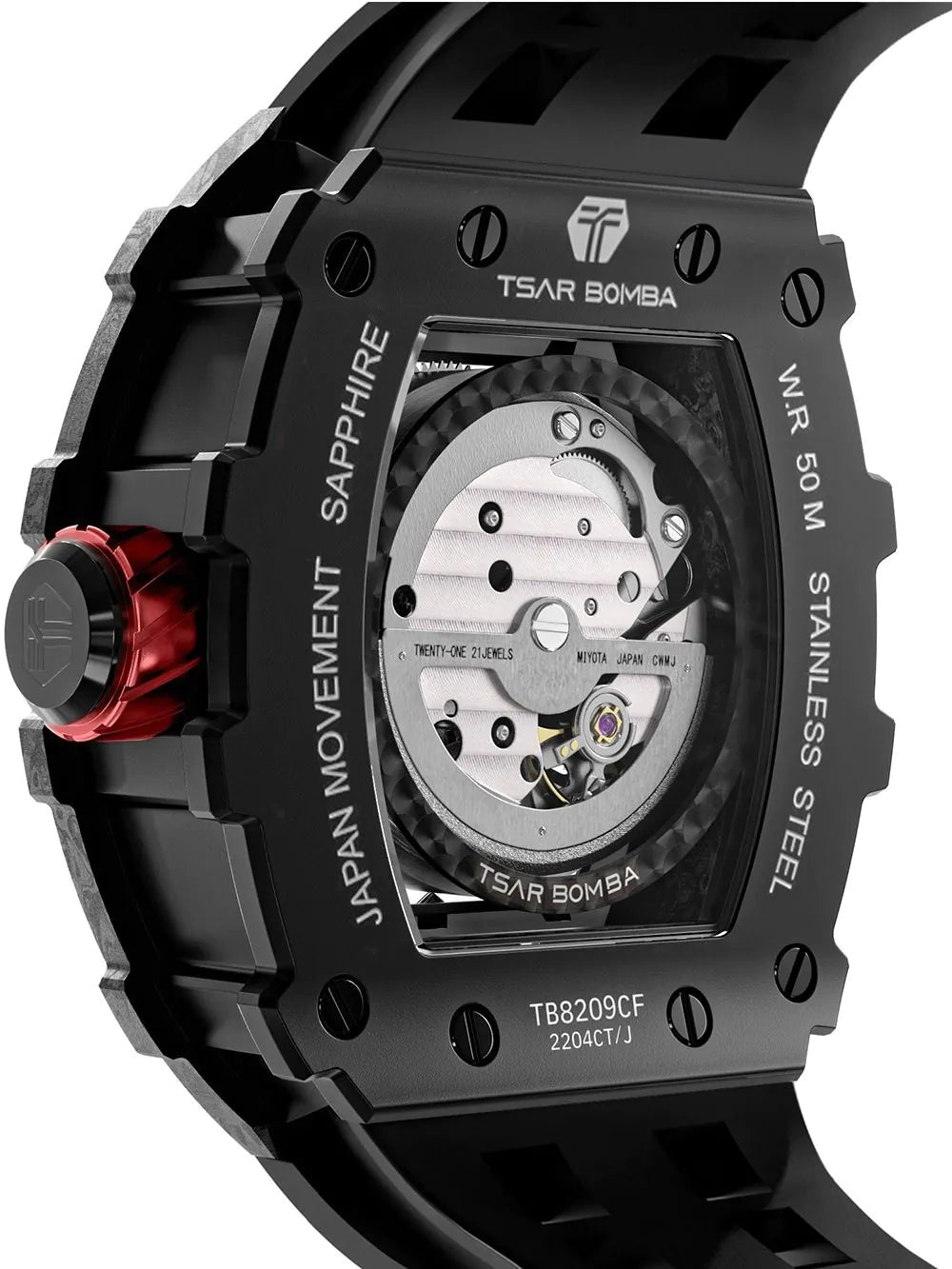 Tsar Bomba TB8209CF-01 Mens Watch Elementar Carbon Fiber Automatic 44mm 5ATM
