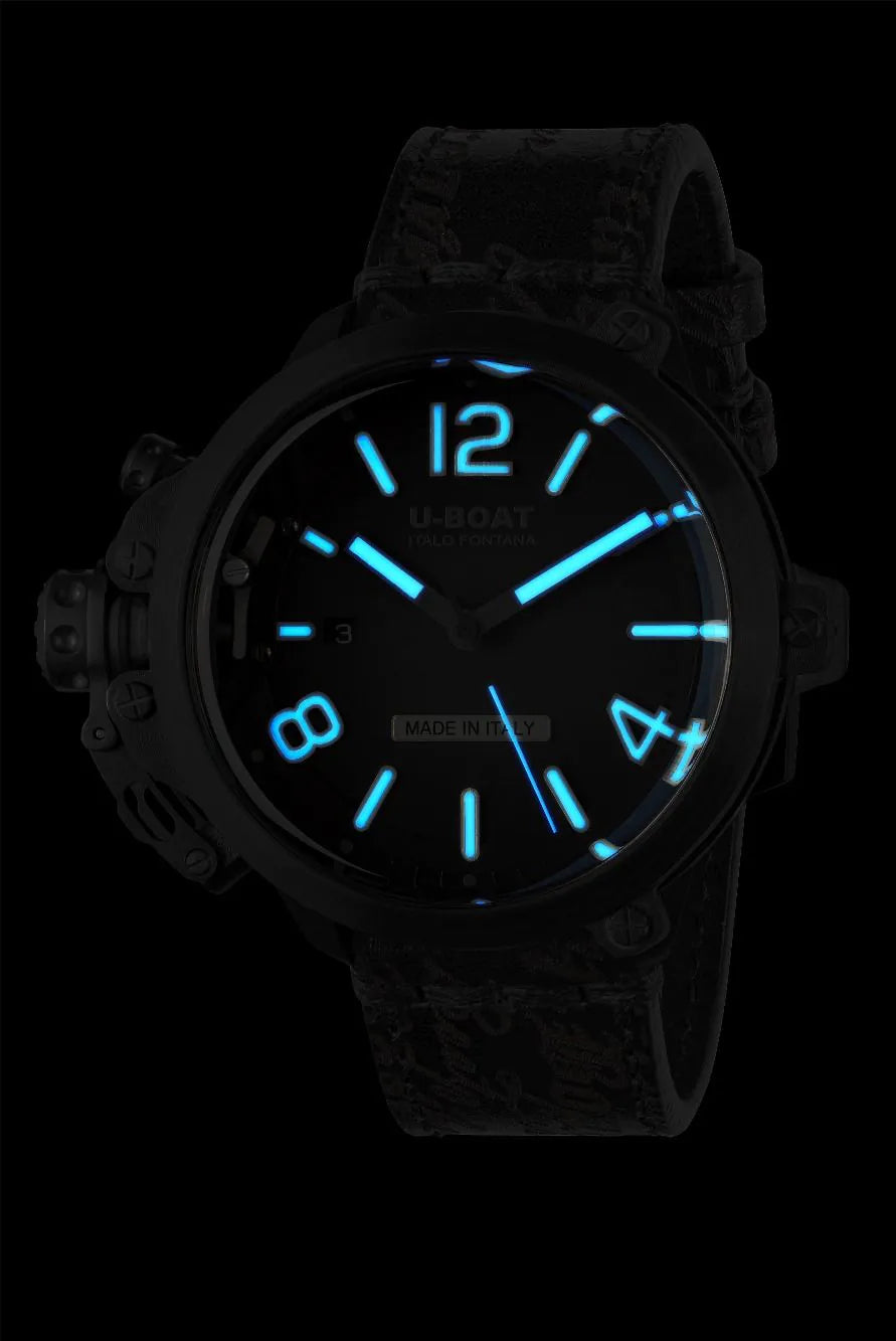 U-Boat 8806 Capsule 50 mm PVD BK BL Automatic Mens Watch 10ATM