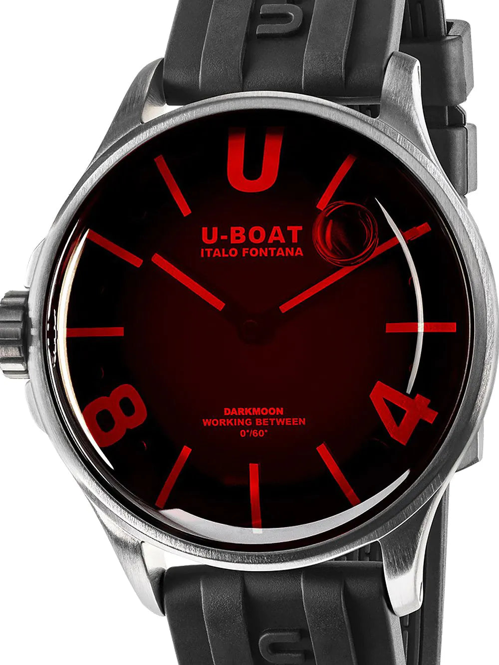 U-Boat 9305 Darkmoon SS Red Glass Mens Watch Capsoil 40mm 5ATM