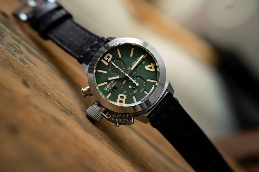 U-Boat 9581/A Classico 45 mm Tungsteno CAS Green Mens Watch Automatic Chronograph 10ATM