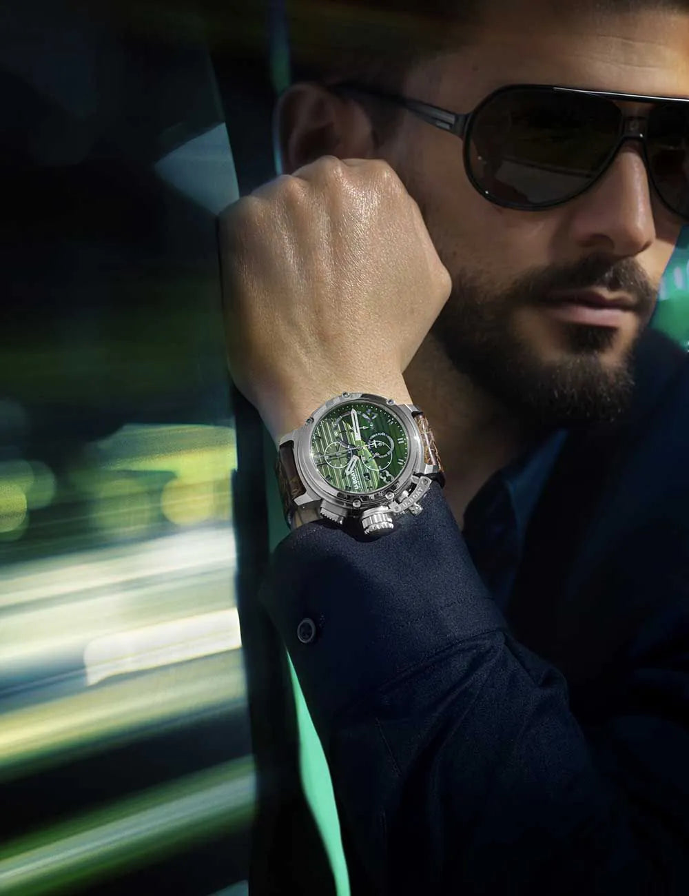 U-Boat 9591 Mens Watch Chimera 46mm Chrono SS Green Automatic 10ATM