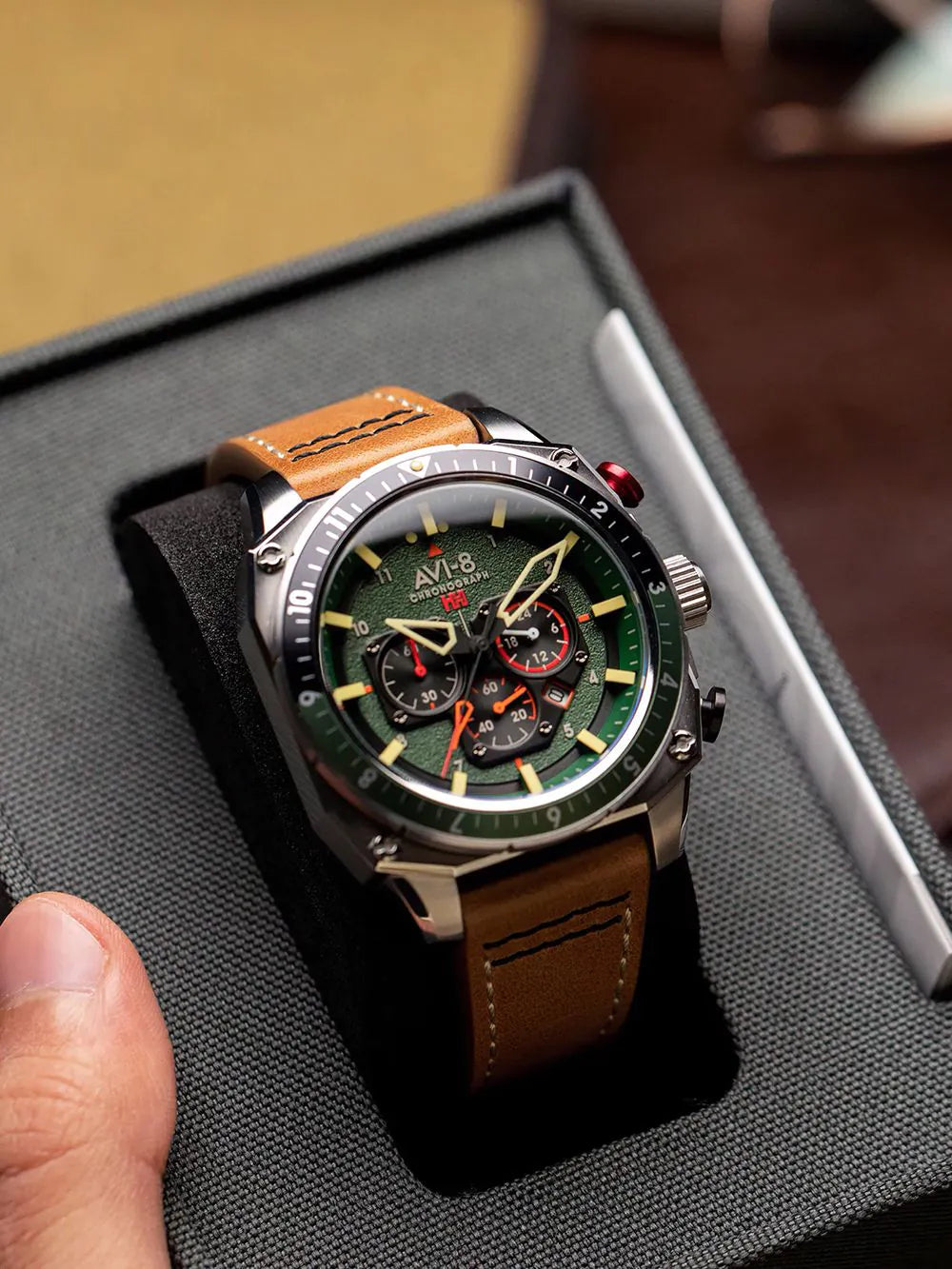 AVI-8 AV-4100-01 Mens Watch Hawker Hunter Dual Time Chronograph 43mm 5ATM