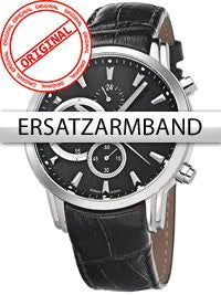 Bossart Replacement Strap Leather BW-1104 Black Silver Clasp