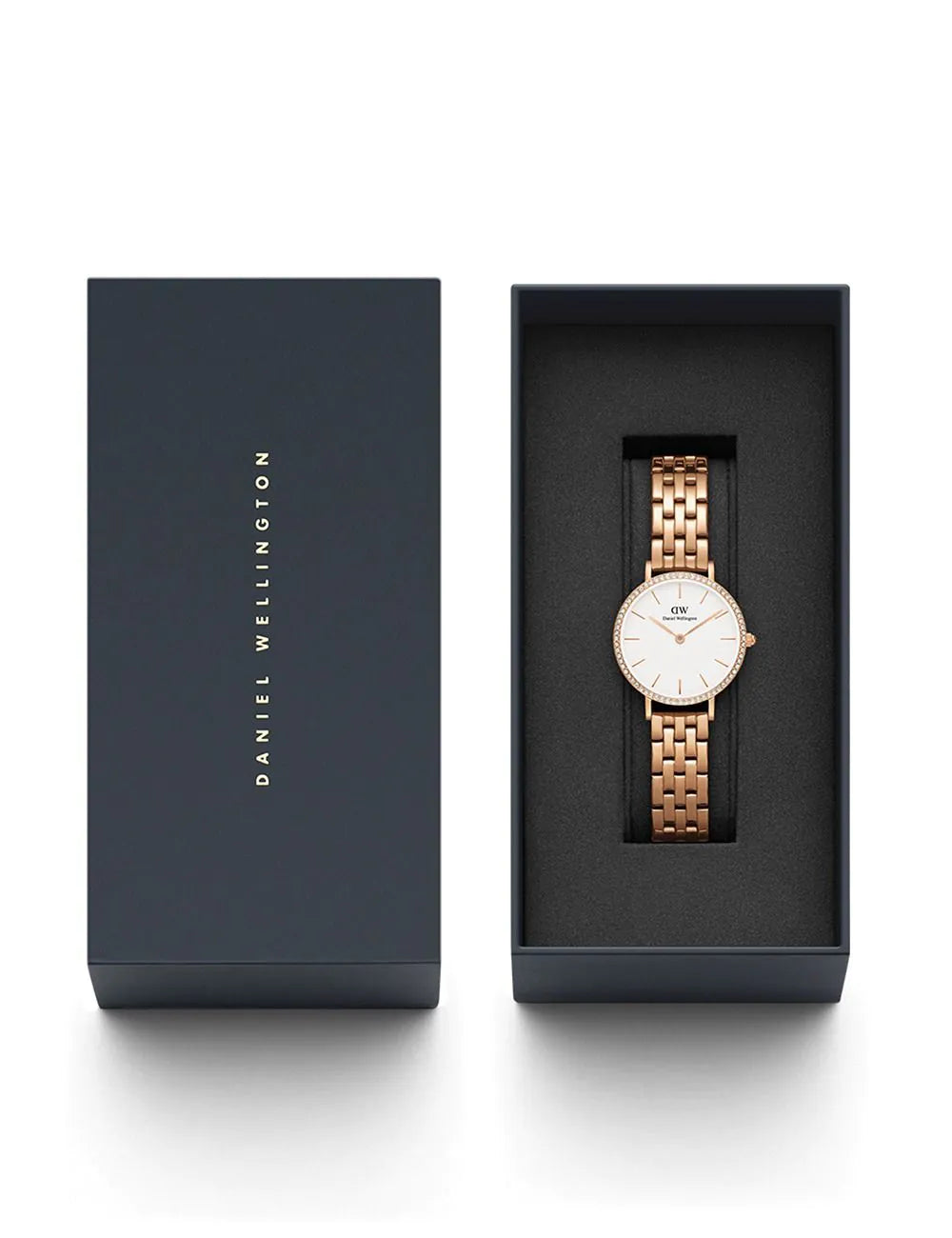 Daniel Wellington DW00100666 Ladies Watch Petite Lumine Bezel 5-Link Melrose 28mm 3ATM