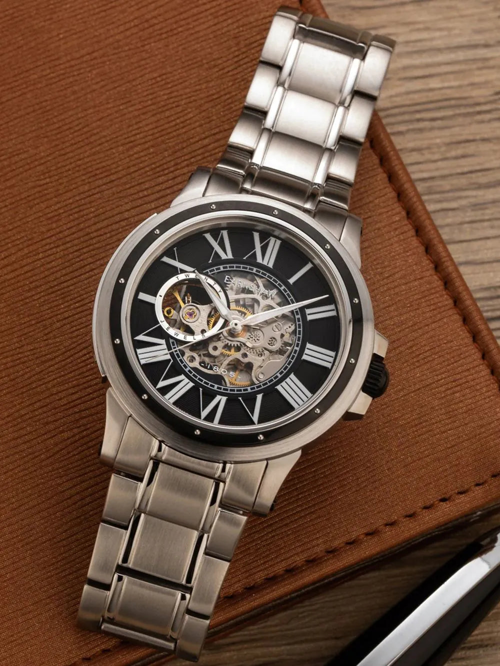 Thomas Earnshaw ES-8243-44 Comet Open Heart Skeleton Mens Watch Automatic 42mm