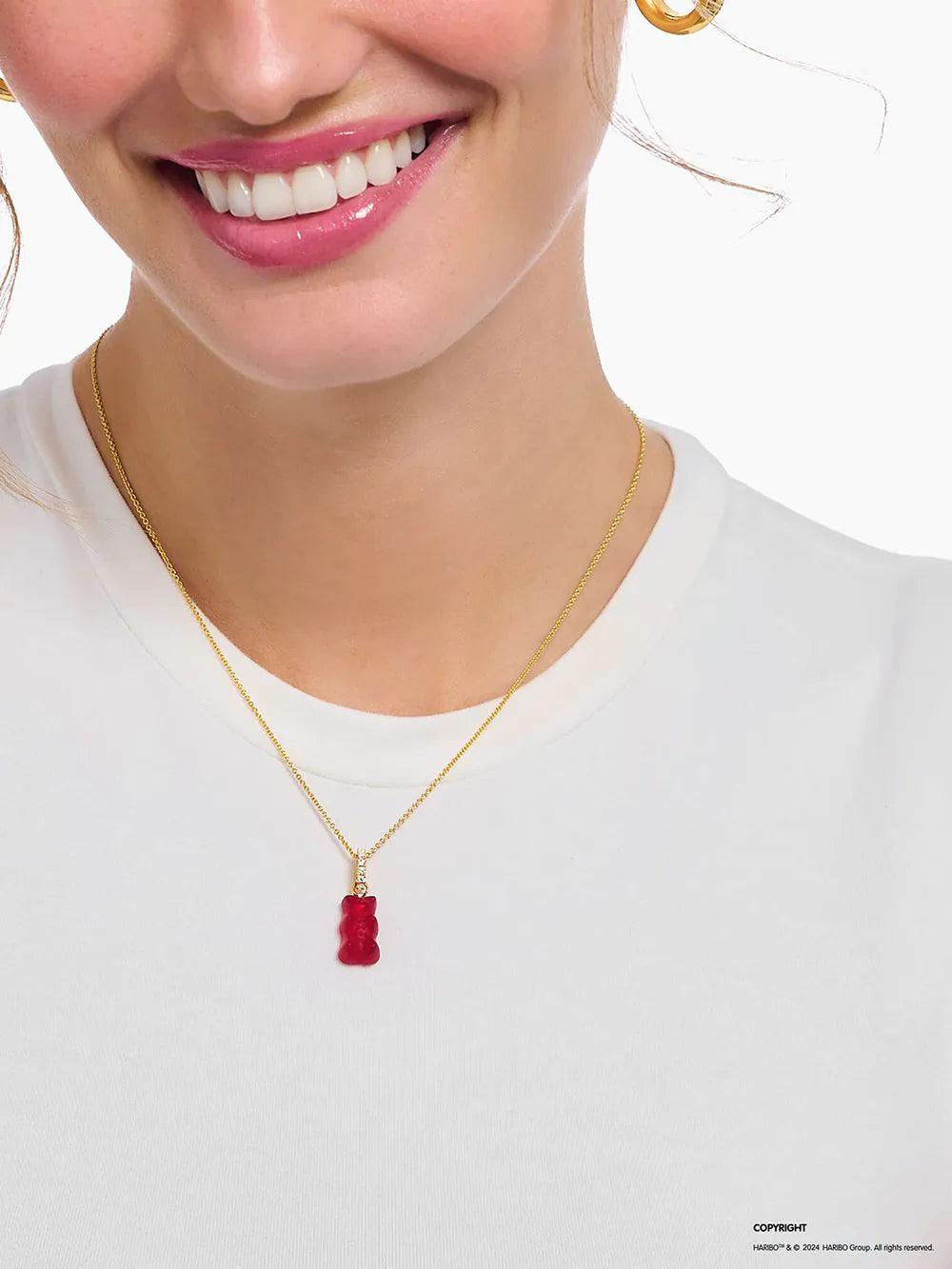 Thomas Sabo KE2209-414-10-L45 Gold-plated chain w. red Goldbears pendant