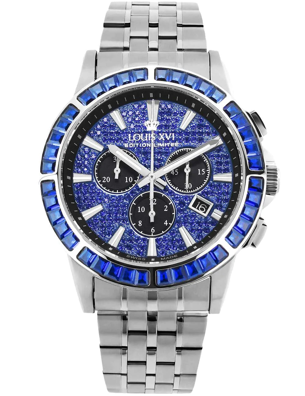 Louis XVI XLXVI1133 Mens Watch Majesté Iced Out Baguette Chronograph 43mm 5ATM