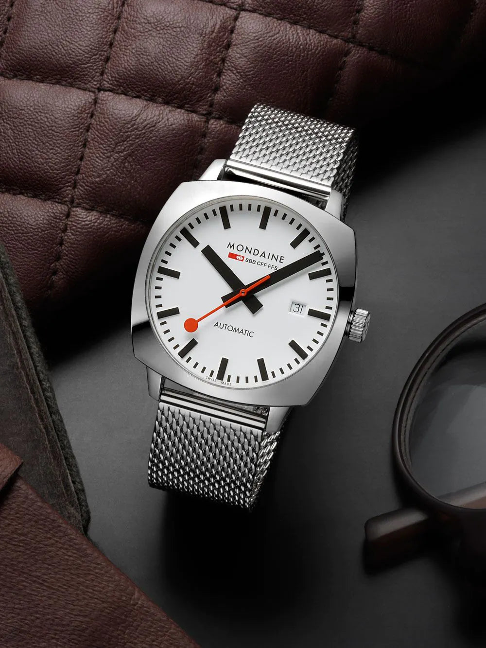 Mondaine MSL.3961B.SM Mens Watch Cushion Automatic 39mm 10ATM