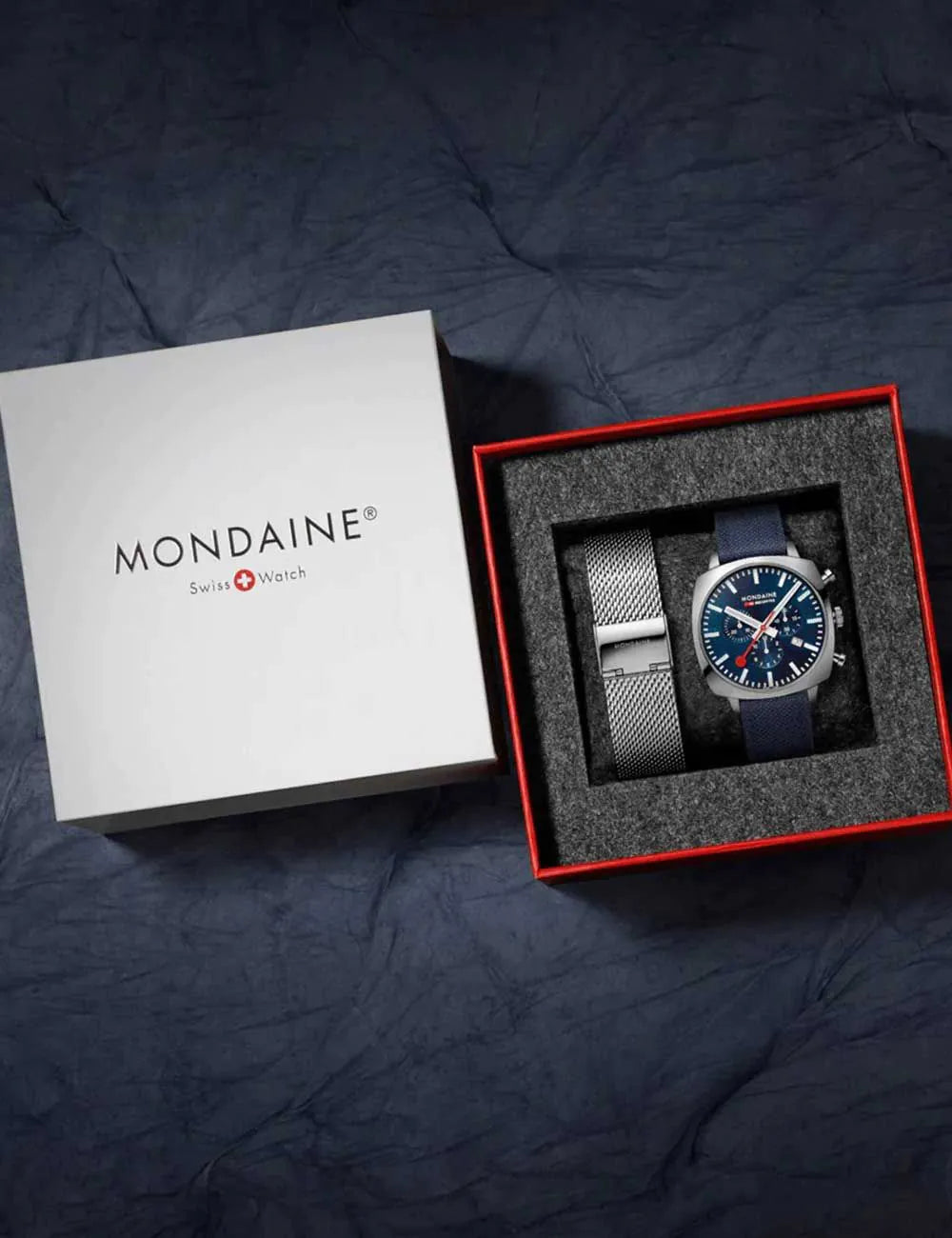 Mondaine MSL.41440.LD.SET Mens Watch GrAnd Cushion Set Chronograph 41mm 5ATM