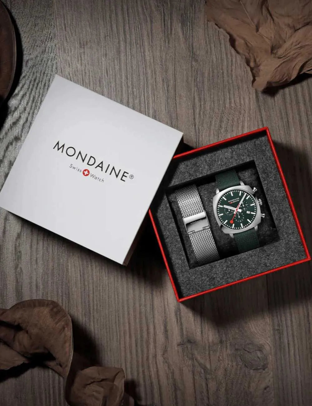 Mondaine MSL.41460.LF.SET Mens Watch GrAnd Cushion Set Chronograph 41mm 5ATM