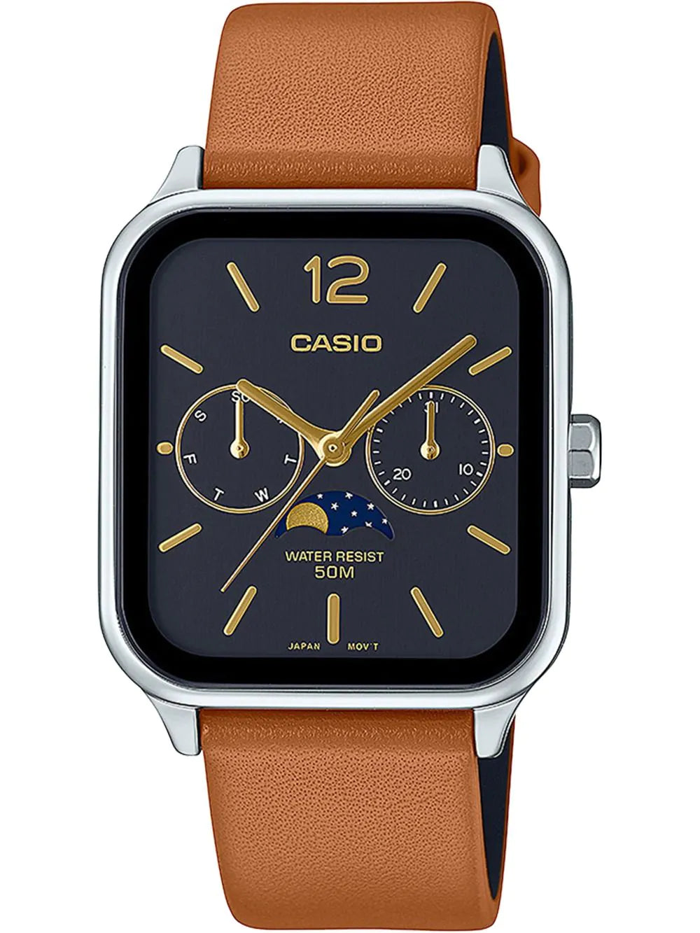 Casio MTP-M305L-1AVER Mens Watch Timeless Collection Moonphase 34mm 5ATM