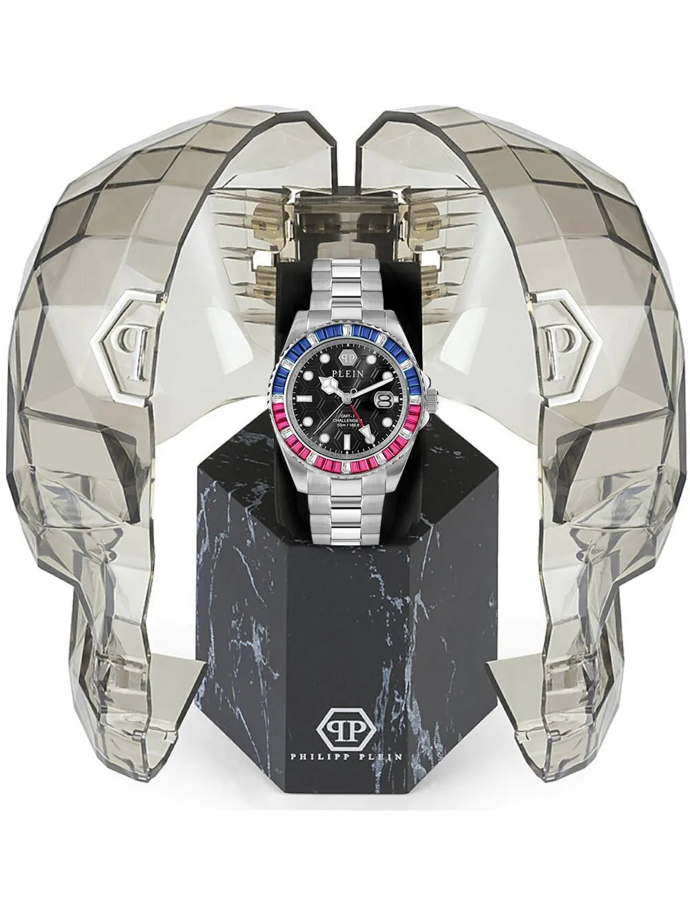Philipp Plein PWPZA0124 Unisex GMT-I Challenger Baguettes 44mm 5ATM