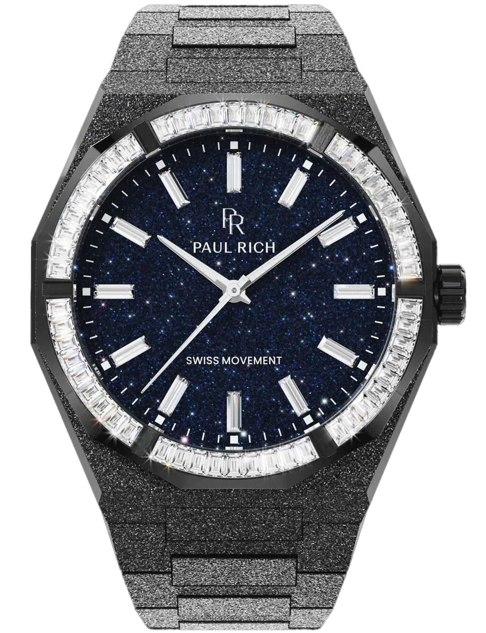 Paul Rich PR-46704 Mens Watch Moissanite Frosted Star Dust II Black 43mm 5ATM