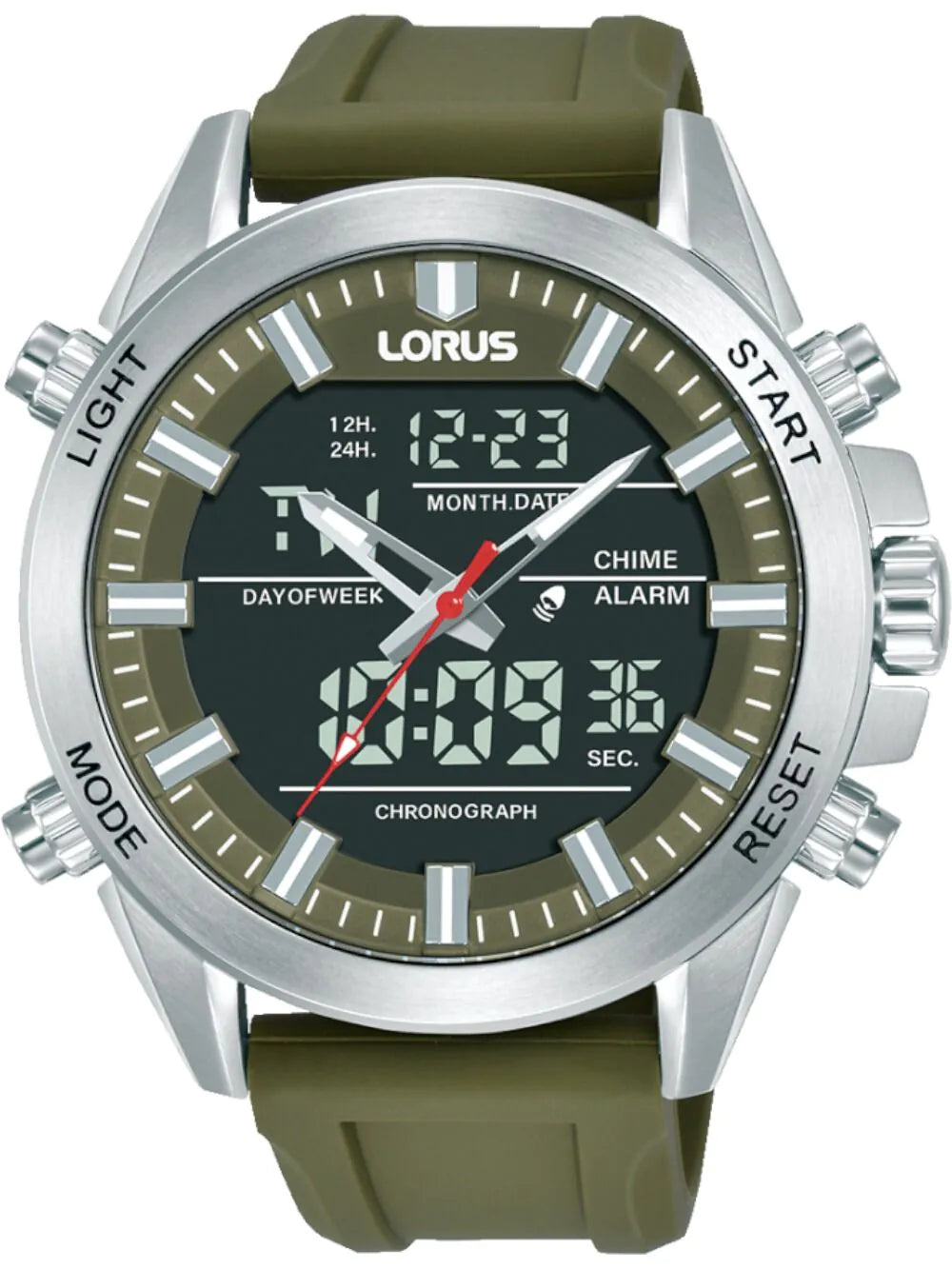 Lorus RW669AX9 Mens Watch Analog-Digital Alarm Chronograph 45mm 10ATM