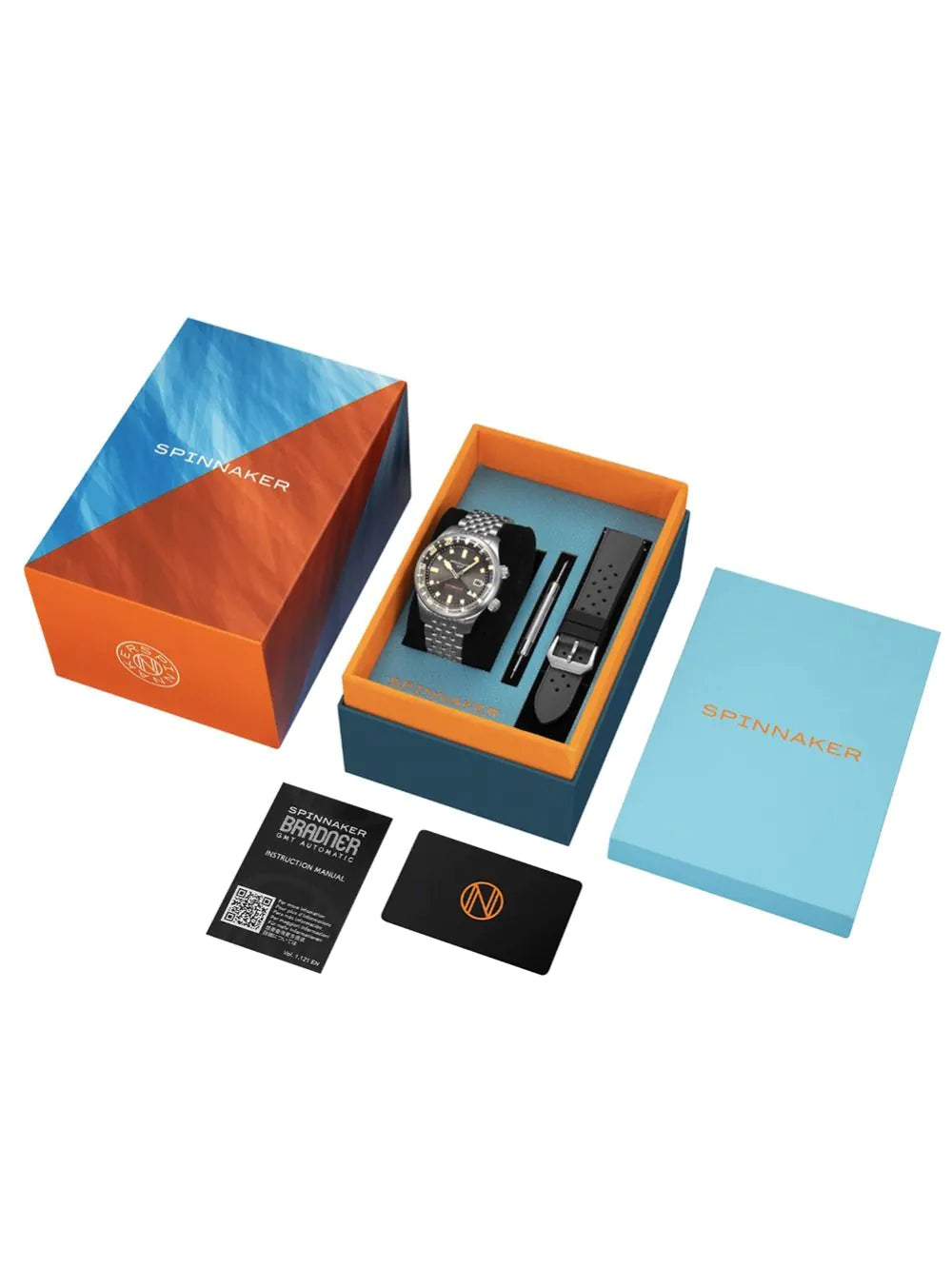 Spinnaker SP-5121-33 Mens Watch Bradner GMT Automatic 42mm 18ATM