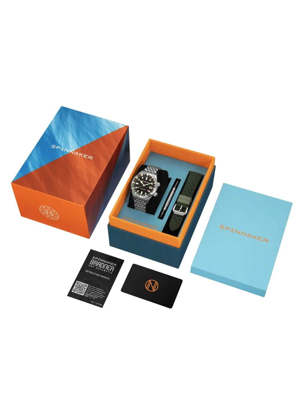 Spinnaker SP-5121-44 Mens Watch Bradner GMT Automatic 42mm 18ATM