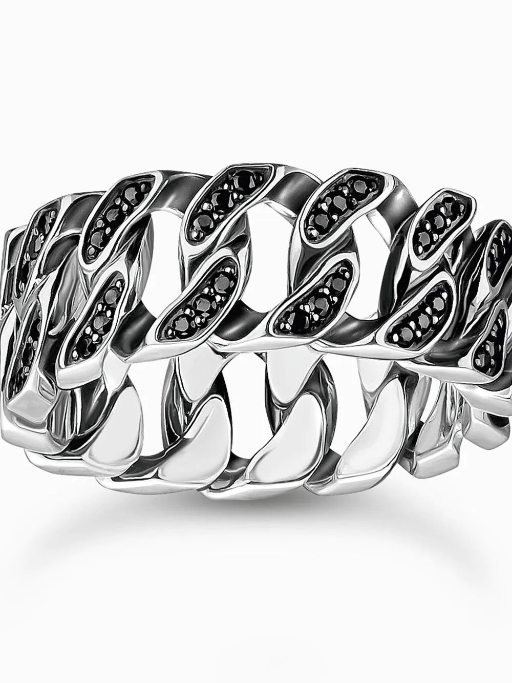 Thomas Sabo TR2501-643-11-64 Unisex Ring - Chain links black stones silver