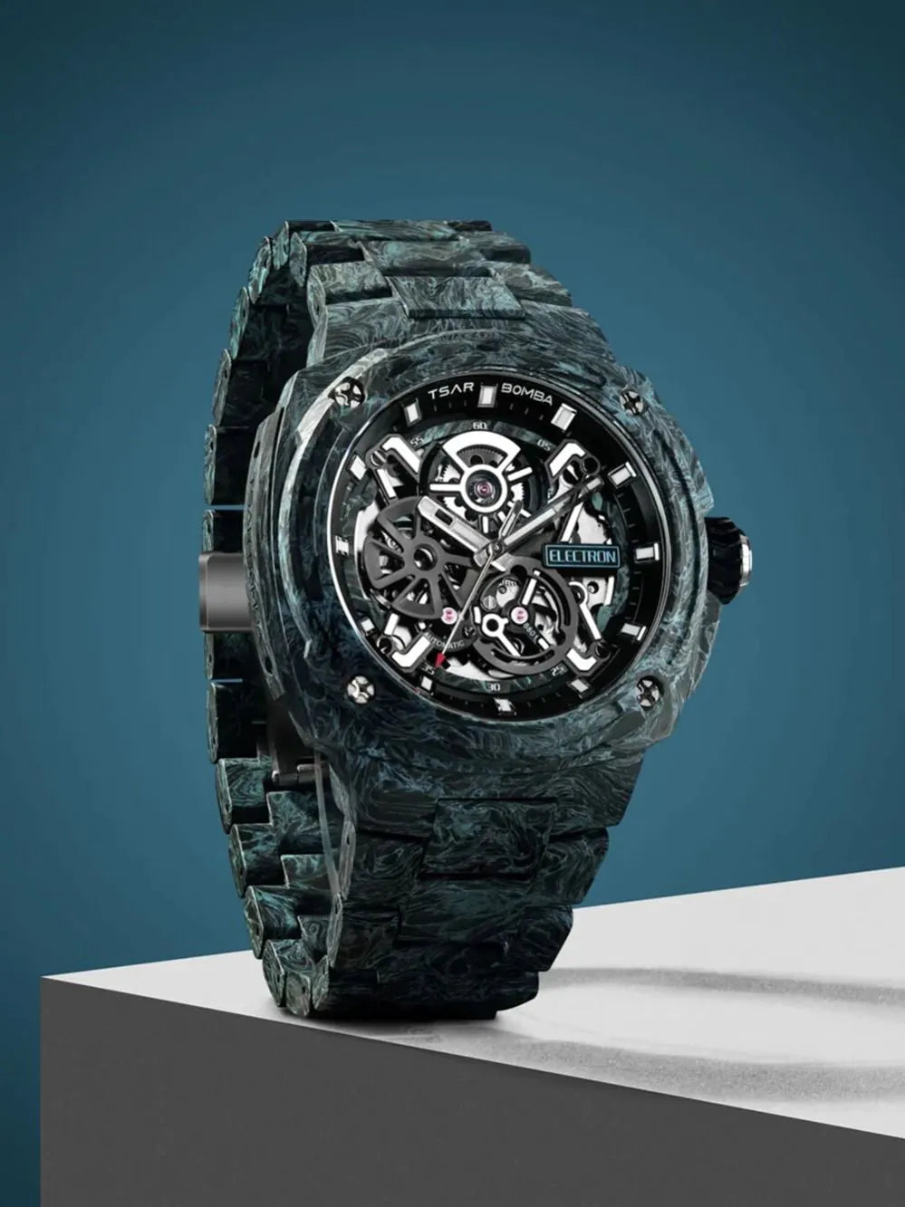Tsar Bomba TB8401CF-03 Mens Watch Electron Full Carbon Fiber Edition Automatic 43mm 10ATM