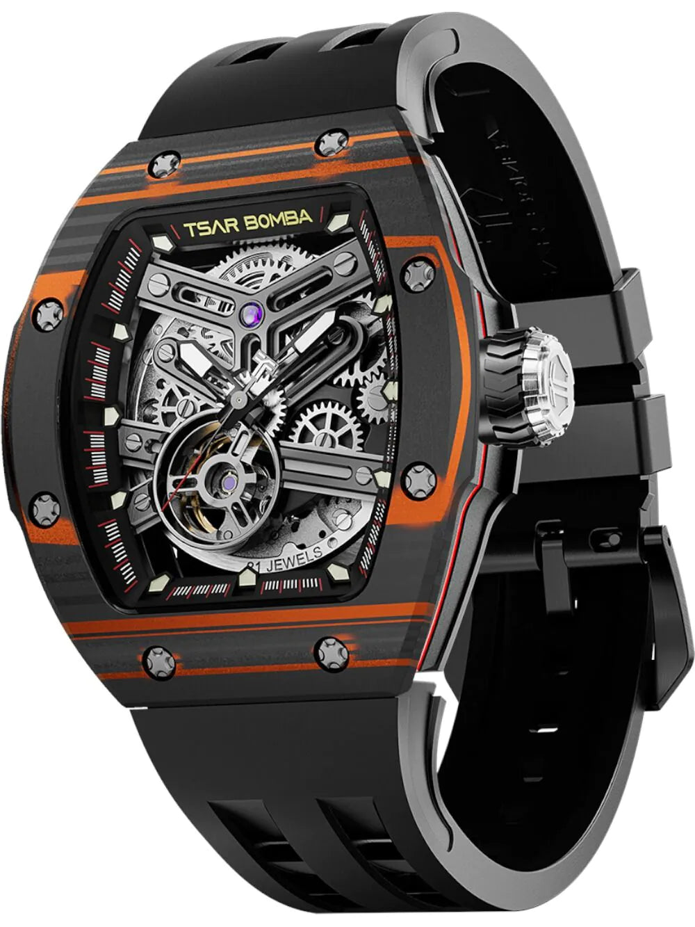 Tsar Bomba TB8218CF-BlackOrange Mens Watch Atomic Twin Interchangeable Automatic Watch 45mm 10ATM