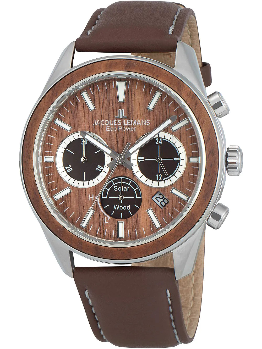 Jacques Lemans 1-2115B Eco Power Wood Mens Watch 44mm 10ATM