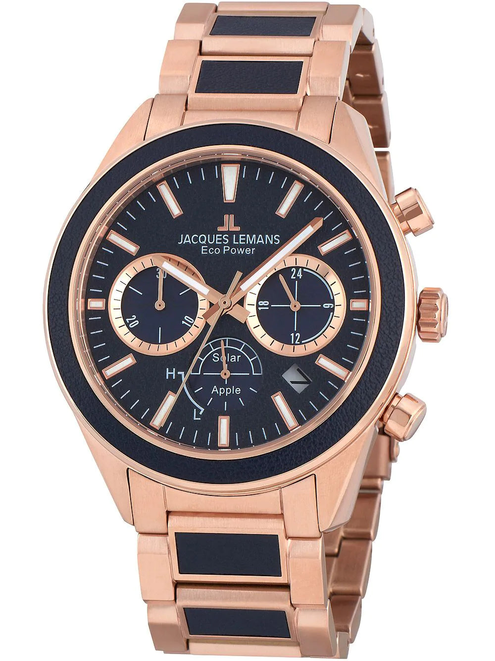 Jacques Lemans 1-2115H Eco Power Apple Mens Watch Chronograph 44mm 10ATM