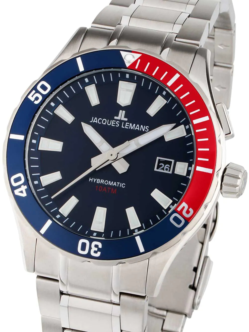 Jacques Lemans 1-2131E Hybromatic Mens Watch 42mm 10ATM