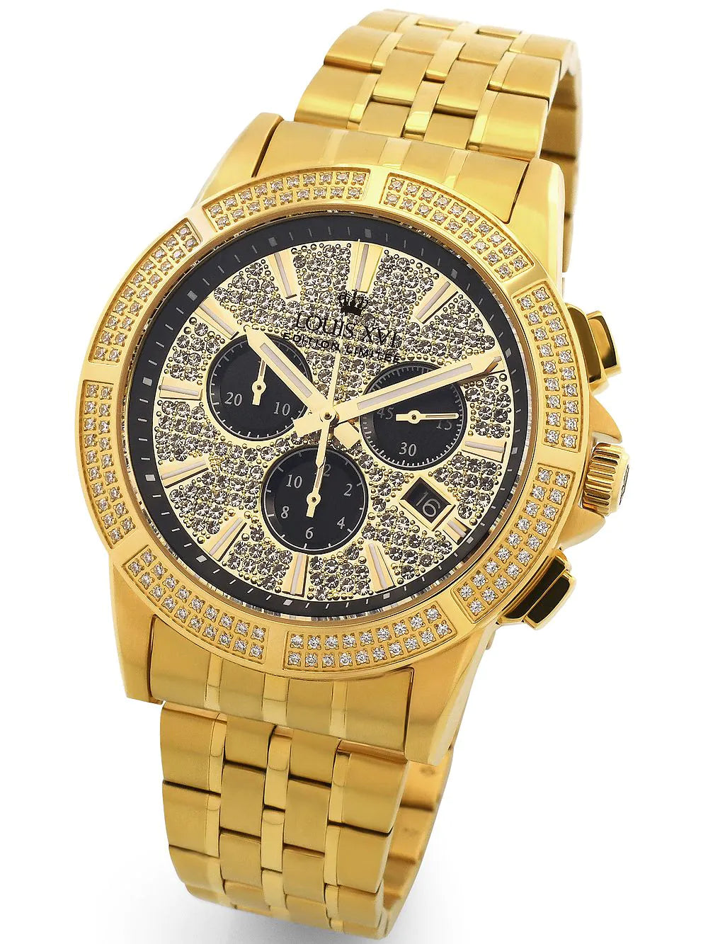 Louis XVI LXVI1037 Majeste Iced Out Chronograph mens watch 43mm 5ATM