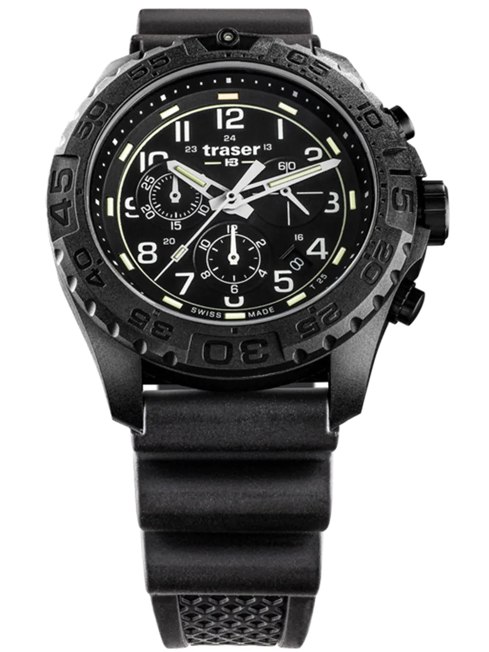 Traser H3 108679 P96 OdP Evolution black Chronograph Mens Watch 44mm 20ATM