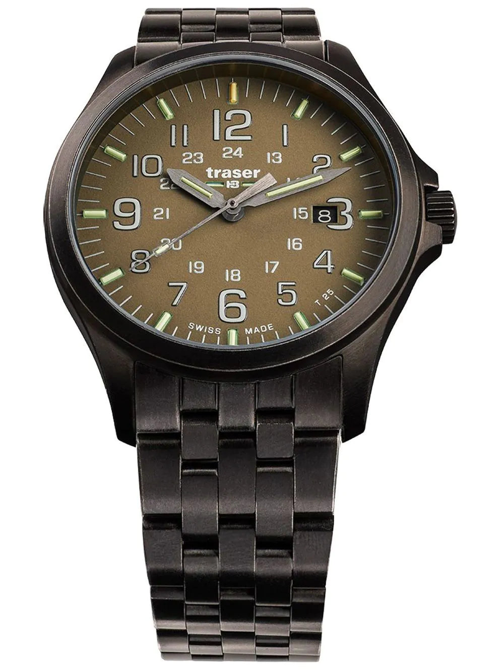 Traser H3 108738 P67 Officer GunMetal Khaki Mens Watch 42mm 10ATM