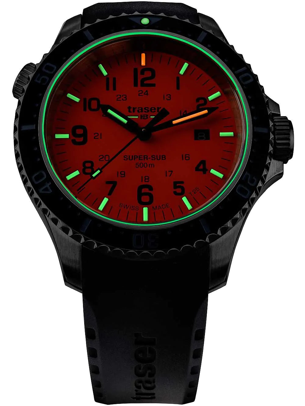 Traser H3 109380 P67 T25 SuperSub orange 46 mm diver Mens Watch 50ATM