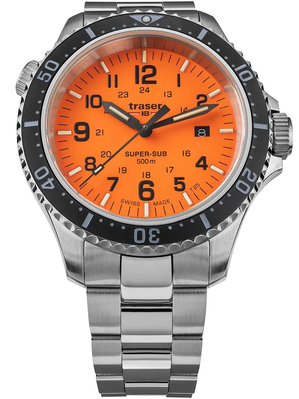 Traser H3 109379 P67 T25 SuperSub set orange 46 mm diver Mens Watch 50ATM