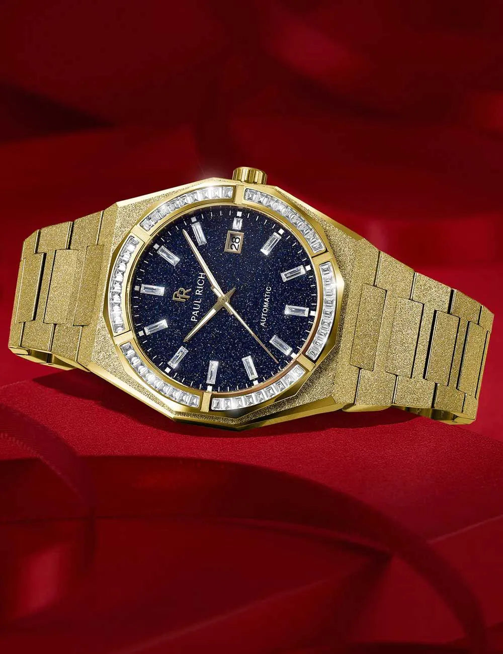 Paul Rich PR-46705 Mens Watch Moissanite Frosted Star Dust II Gold 43mm 5ATM