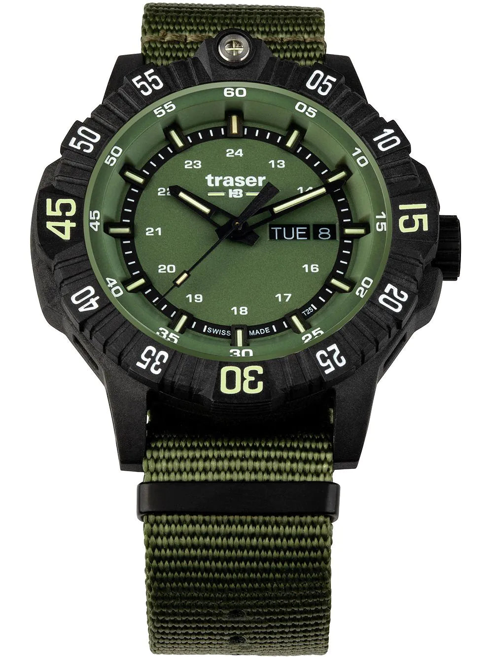 Traser H3 110726 P99 Q Tactical Green Mens Watch 46mm 20ATM