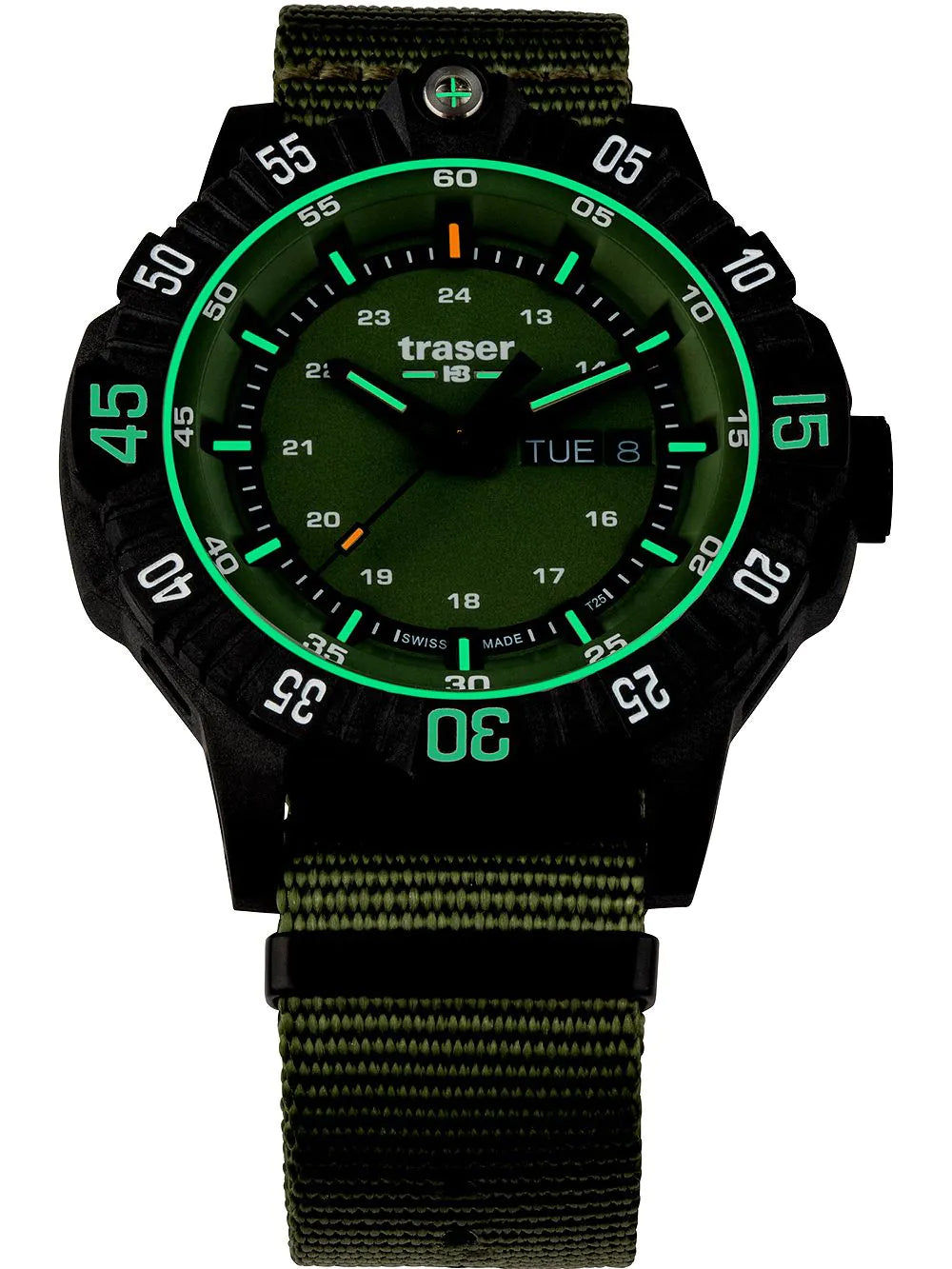 Traser H3 110726 P99 Q Tactical Green Mens Watch 46mm 20ATM