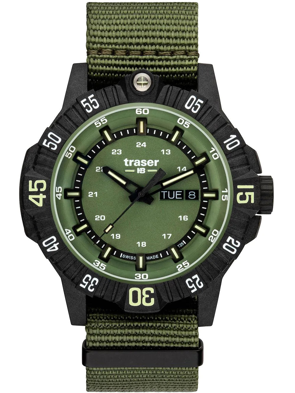 Traser H3 110726 P99 Q Tactical Green Mens Watch 46mm 20ATM