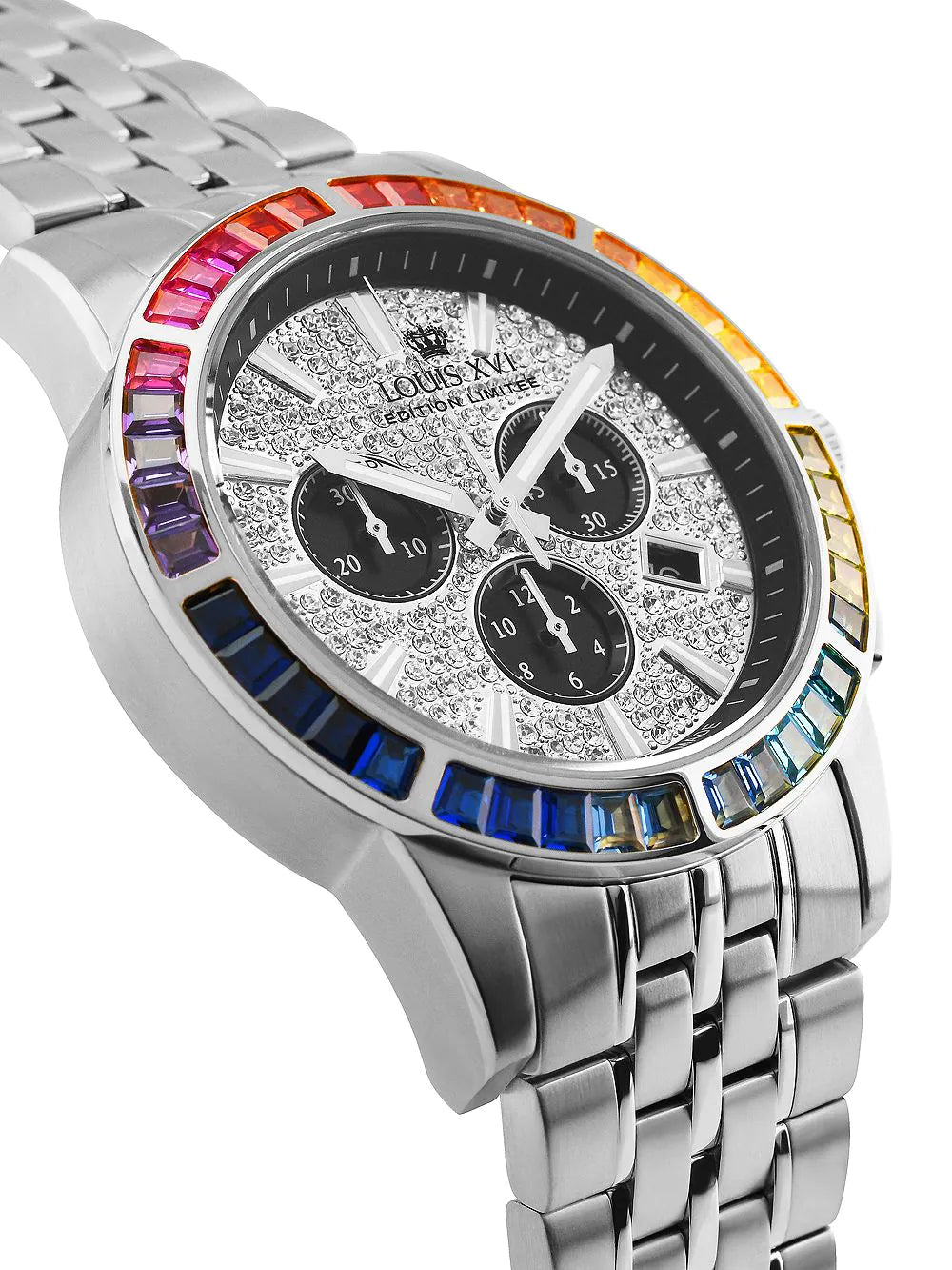 Louis XVI LXVI1121 Majeste Iced Out Chronograph mens watch 43mm 5ATM