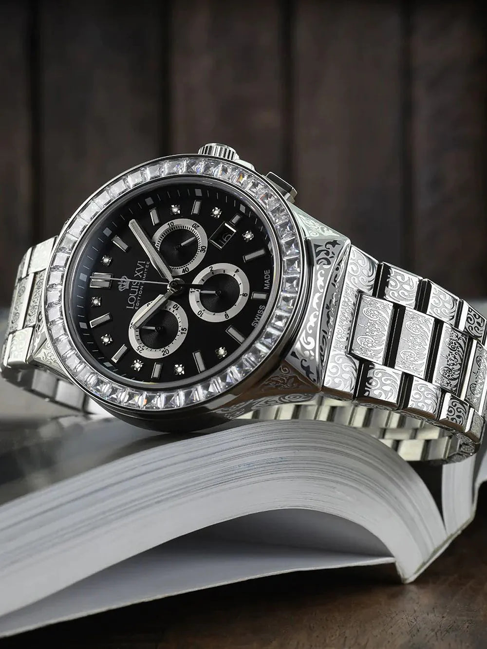 Louis XVI LXVI1217 Le Monarque Royale Chronograph Mens Watch 42mm 10ATM