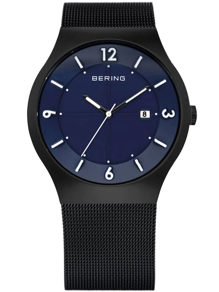 Bering Solar Watch Classic 14440-227 Mens Watch Black Blue 40 mm