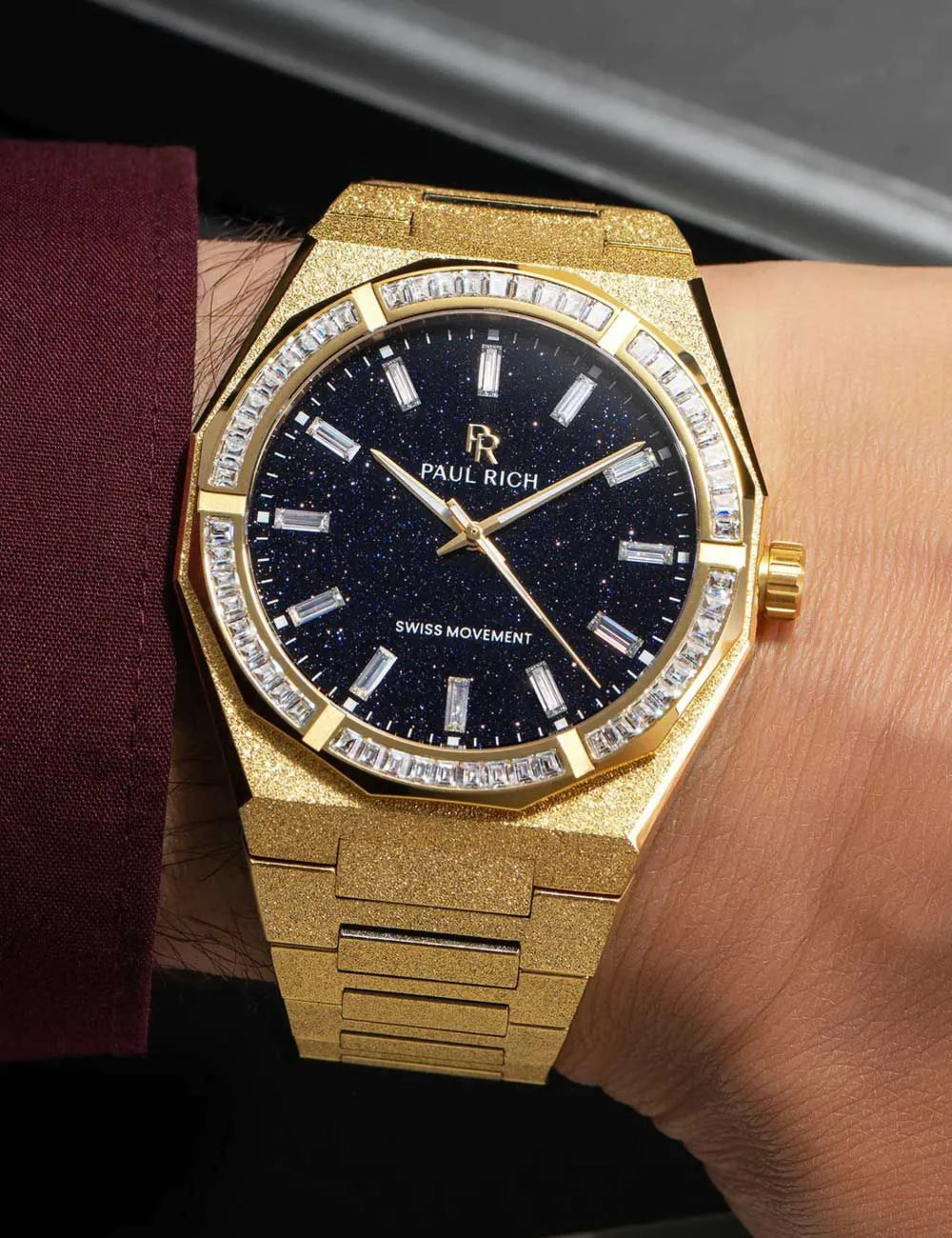 Paul Rich PR-46705 Mens Watch Moissanite Frosted Star Dust II Gold 43mm 5ATM