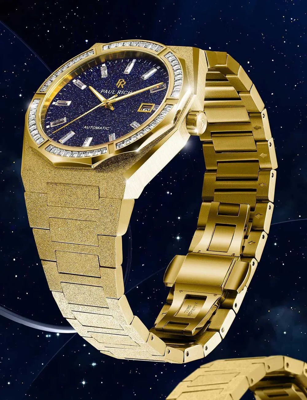 Paul Rich PR-46705 Mens Watch Moissanite Frosted Star Dust II Gold 43mm 5ATM