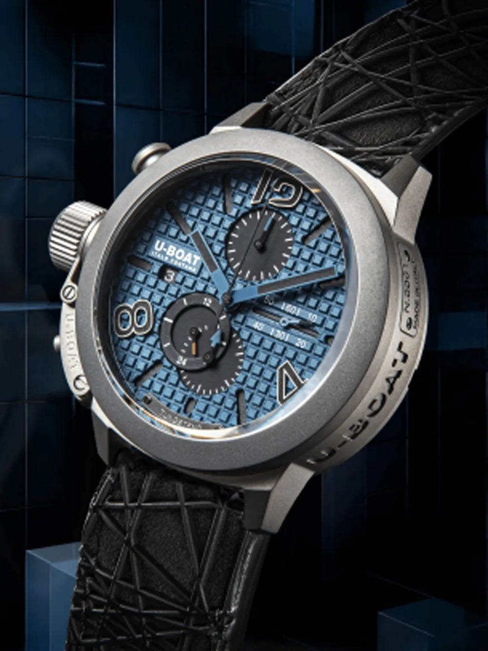U-Boat 3003 Mens Watch Classico Titanium Blue Automatic Chronograph 45mm 10ATM