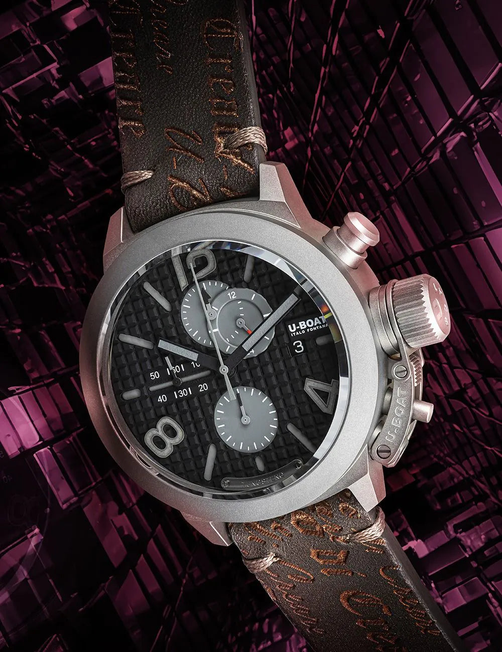 U-Boat 3005 Mens Watch Classico Automatic Chrono Titanium Limited 45mm 10ATM