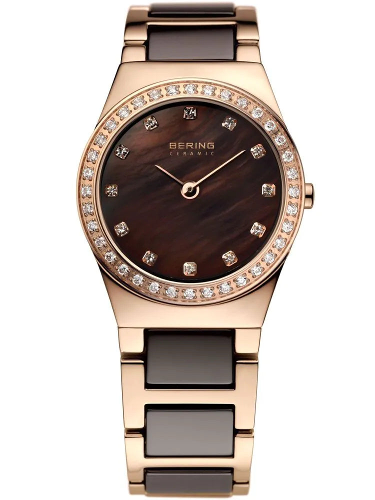 Bering Ceramic 32426-765 Ladies Rose Gold Brown 26 mm