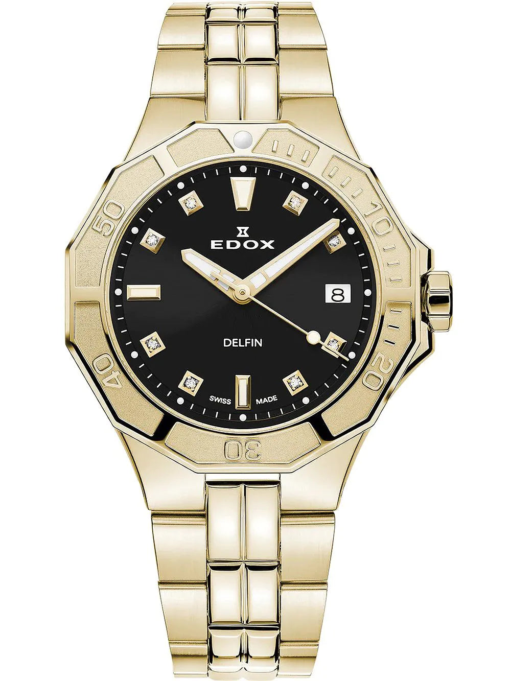 Edox 53020-37JM-NID Delfin Diver Ladies Watch 38mm 20ATM