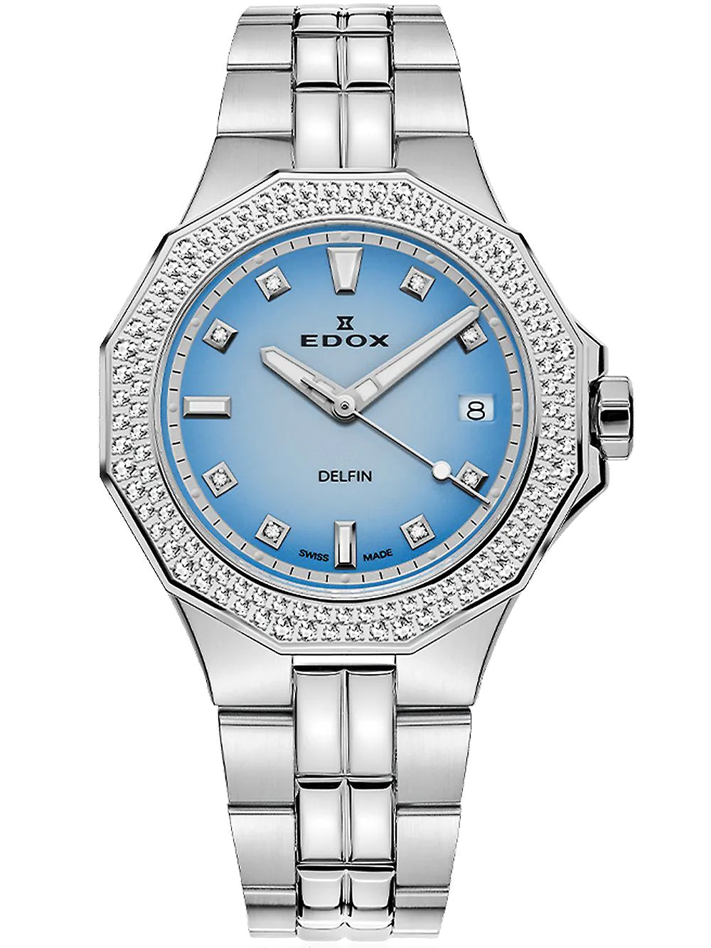 Edox 53020-3D120M-BUCND Delfin Diamond Diver Ladies Watch 38mm 20ATM
