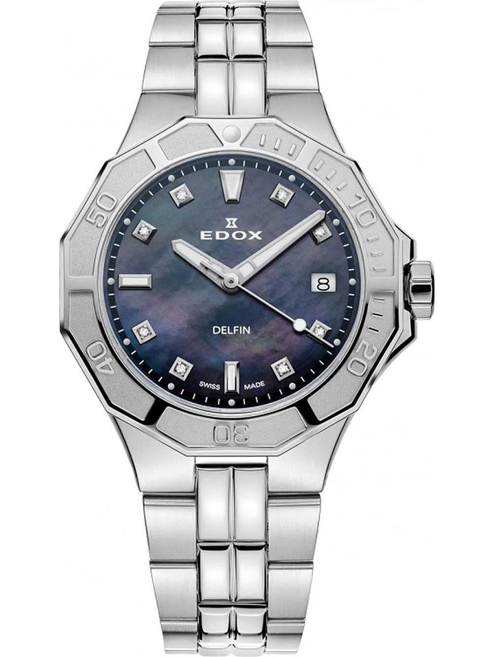 Edox 53020-3M-NANND Delfin Diver Ladies Watch 38mm 20ATM