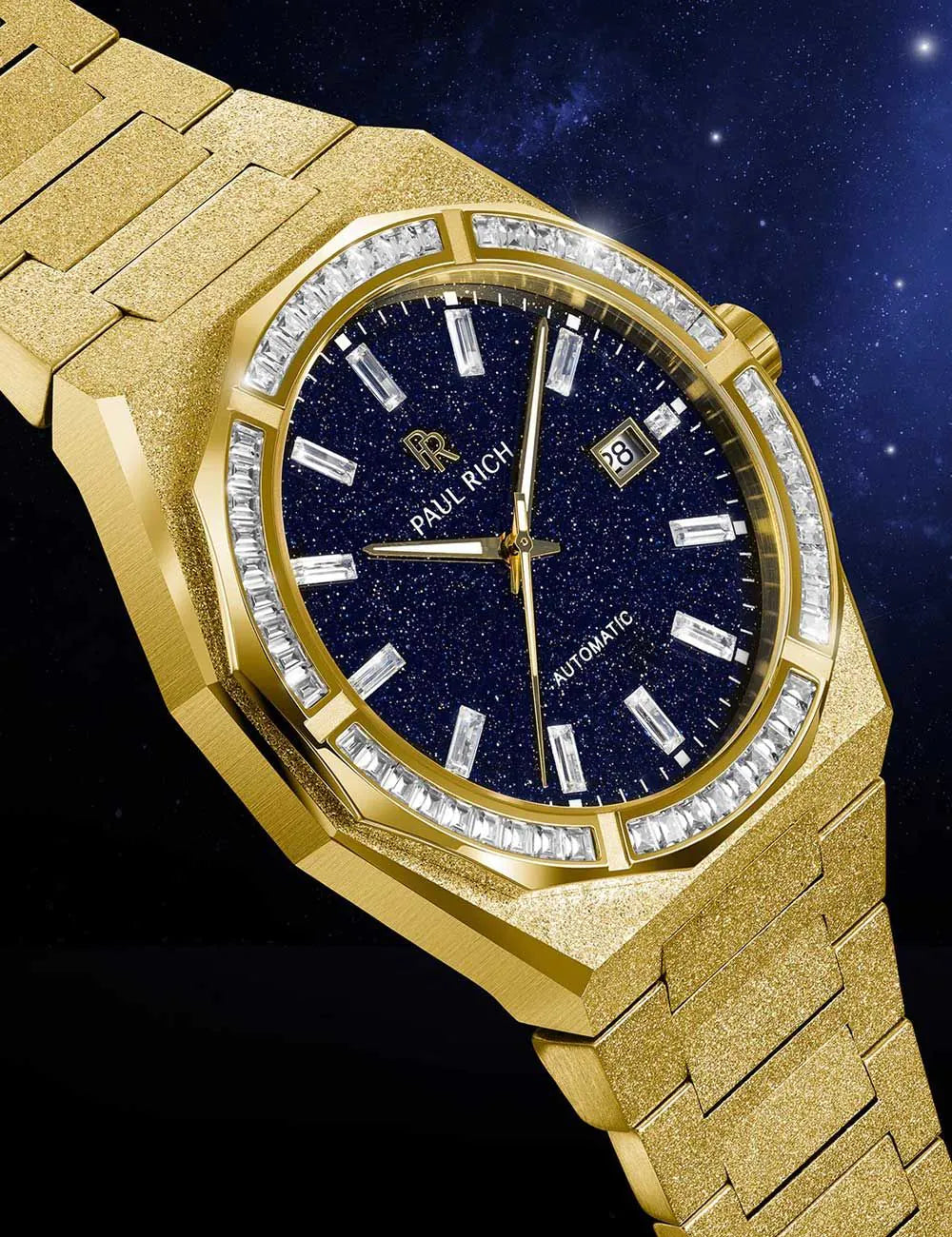 Paul Rich PR-46705 Mens Watch Moissanite Frosted Star Dust II Gold 43mm 5ATM