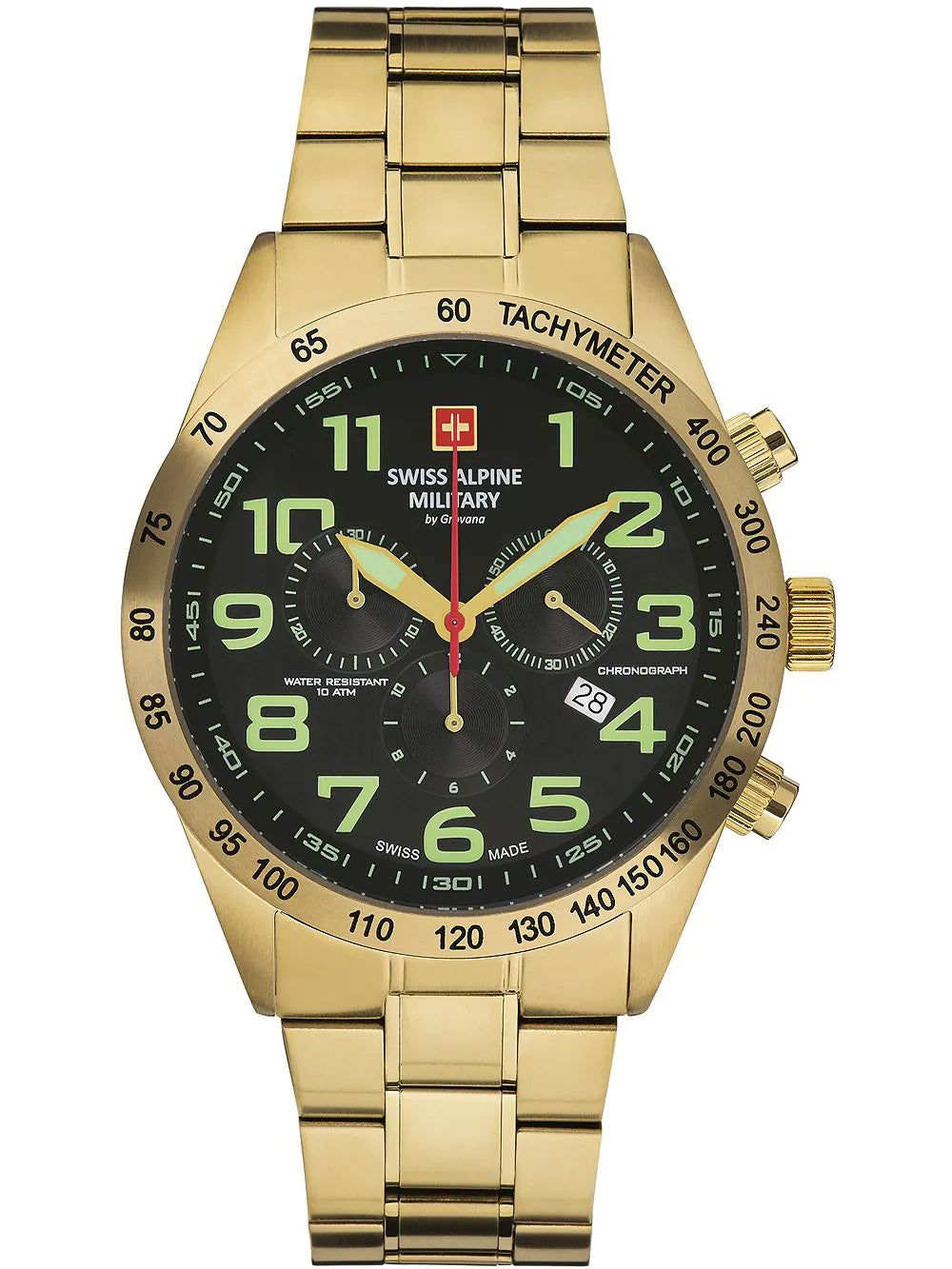 Swiss Alpine Military 7047.9114 Chronograph Mens Watch 45mm 10ATM